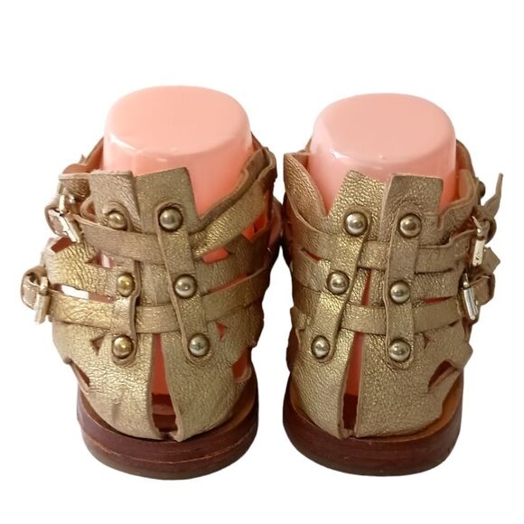 Geox Cuoio Gladiator Sandals Sz 10 Vtg 90s Y2K Womens Gold Leather Strappy Beads - Picture 6 of 16